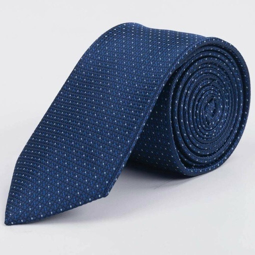 Кликните для увеличения изображения Галстук напрокат синего цвета с двухцветным точечным узором для мужских костюмов