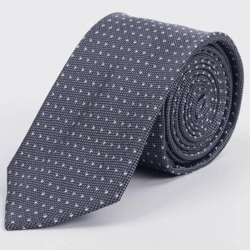 Кликните для увеличения изображения Серый галстук в аренду с белым текстурированным узором для мужских костюмов