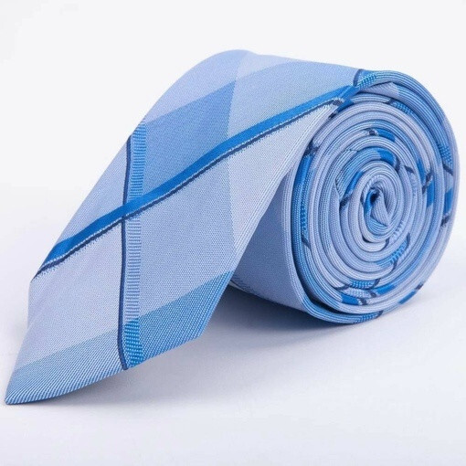 Кликните для увеличения изображения Голубой галстук в крупную клетку для мужского костюма в аренду