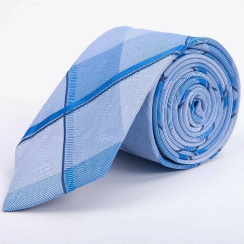 Голубой галстук в крупную клетку для мужского костюма в аренду