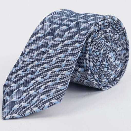 Кликните для увеличения изображения Фактурный галстук голубого цвета в аренду с непересеченной клеткой для мужского костюма