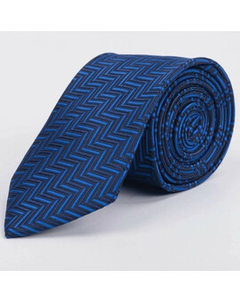 Синий галстук в аренду с фактурным голубым узором в елку для мужских костюмов, изображение 1