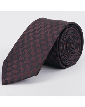 Коричневый галстук в аренду с черным шахматным узором для мужских костюмов, изображение 1