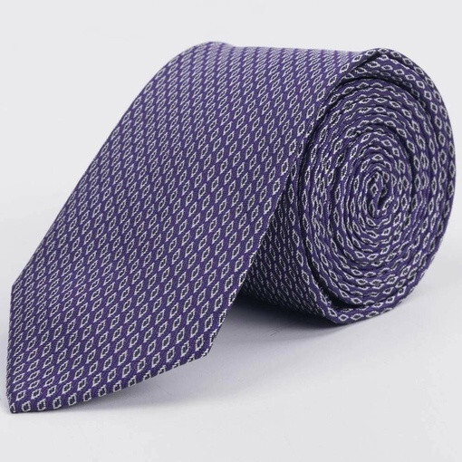Кликните для увеличения изображения Фиолетовый галстук в аренду с белым структурированным узором для мужских костюмов