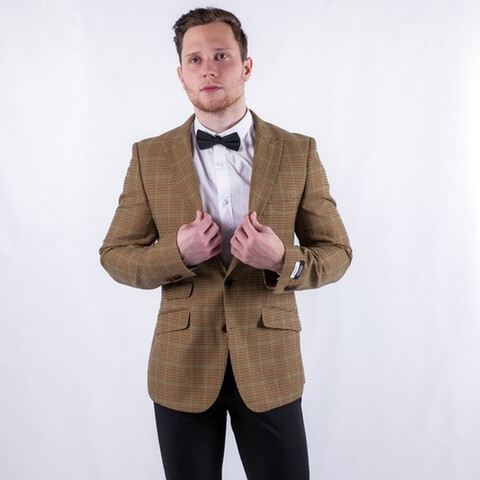 Аренда мужского пиджака табачного цвета в широкую клетку