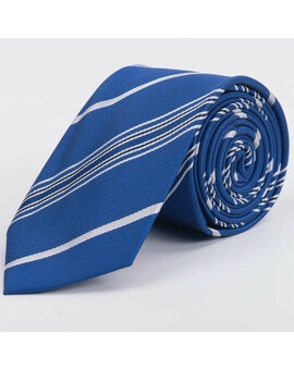 Аренда синего галстука в асимметричную белую полоску для мужского костюма, изображение 1