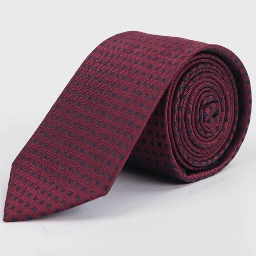 Кликните для увеличения изображения Аренда бордового галстука в мелкую фактурную клетку для мужского костюма