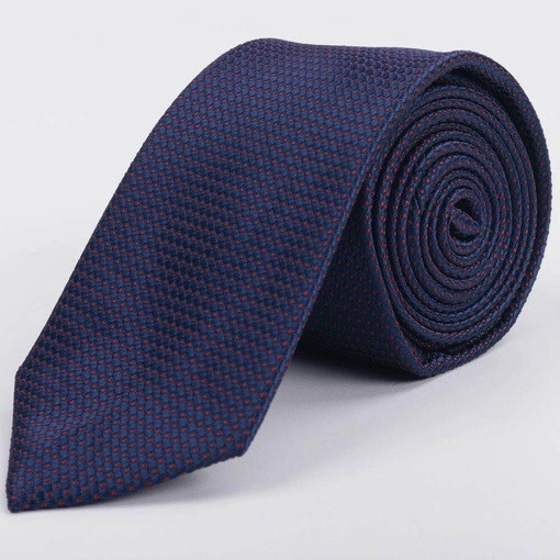 Кликните для увеличения изображения Аренда темно-синего галстука с упорядоченным точечным узором красного цвета для мужских костюмов