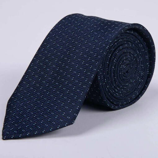 Кликните для увеличения изображения Аренда фактурного синего галстука с голубым точечным узором для мужского костюма