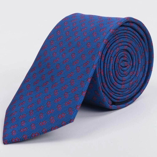 Кликните для увеличения изображения Аренда синего галстука с красным структурированным узором для мужского костюма