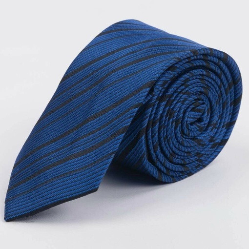 Кликните для увеличения изображения Аренда синего галстука в черную неупорядоченную полоску для мужских костюмов