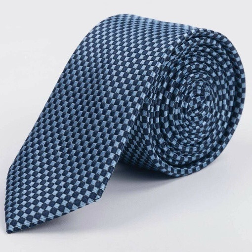 Кликните для увеличения изображения Аренда голубого галстука с мелким шахматным узором для мужских костюмов