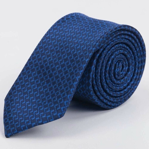 Кликните для увеличения изображения Аренда синего галстука с ярким непересекающимся узором для мужских костюмов
