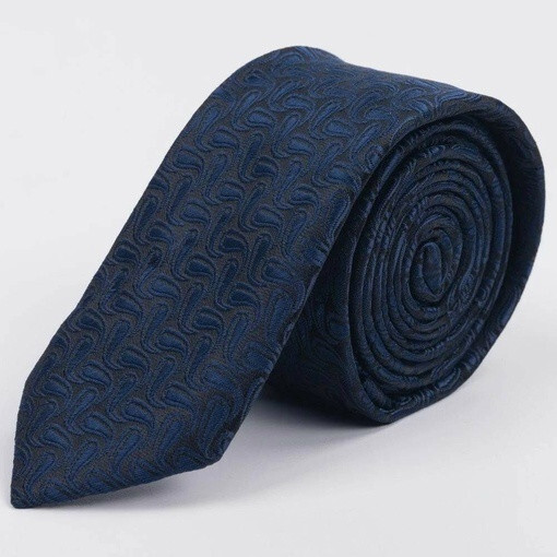Кликните для увеличения изображения Аренда синего фактурного галстука с элементам черного цвета для мужских костюмов