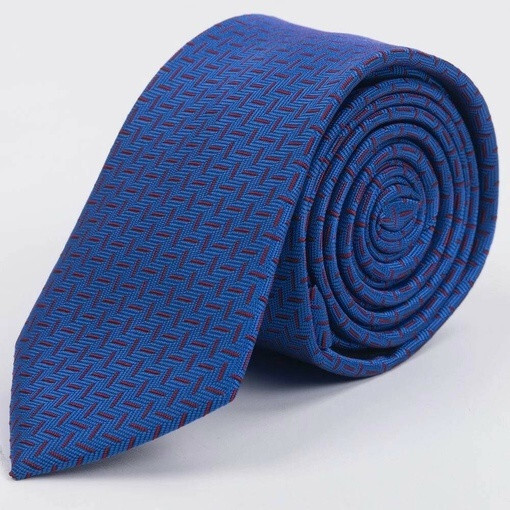 Кликните для увеличения изображения Аренда синего галстука с красным непересекающимся узором для мужских костюмов
