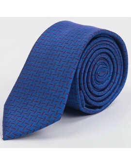 Аренда синего галстука с красным непересекающимся узором для мужских костюмов, изображение 1