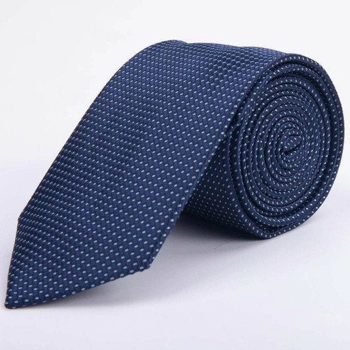 Кликните для увеличения изображения Аренда синего фактурного галстука с белым упорядоченным точечным узором для мужских костюмов