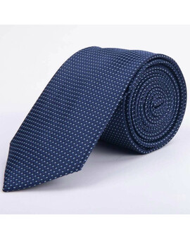 Аренда синего фактурного галстука с белым упорядоченным точечным узором для мужских костюмов, изображение 1