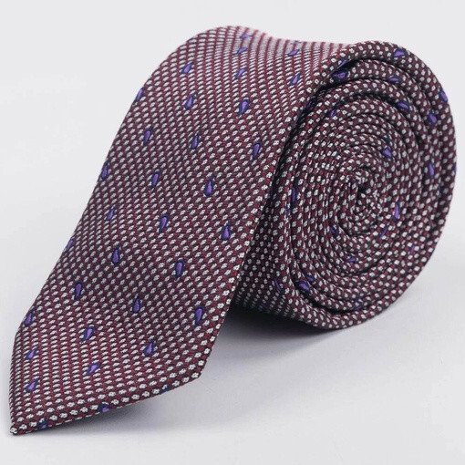 Кликните для увеличения изображения Арендовать бордовый галстук с фиолетовым узором для мужского костюма