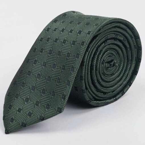 Кликните для увеличения изображения Арендовать зеленый галстук с черным узором для мужского костюма