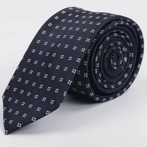 Кликните для увеличения изображения Арендовать черный галстук с белым узором для мужского костюма