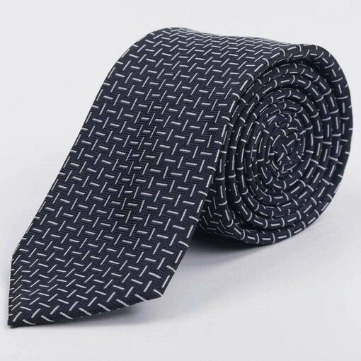 Кликните для увеличения изображения Арендовать черный галстук с белыми непересекающимися узорами для мужского костюма