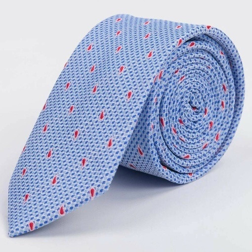 Кликните для увеличения изображения Арендовать голубой галстук с красным узором для мужских костюмов