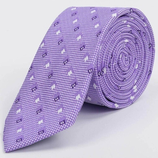 Кликните для увеличения изображения Арендовать сиреневый галстук с белым узором для мужского костюма