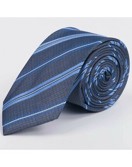 Арендовать галстук голубого цвета в синюю мульти полоску для мужского костюма, изображение 1