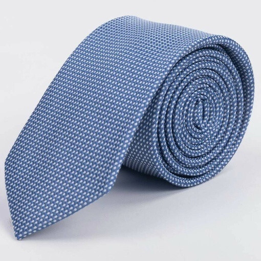 Кликните для увеличения изображения Арендовать галстук голубого цвета с белым точечным узором для мужского костюма