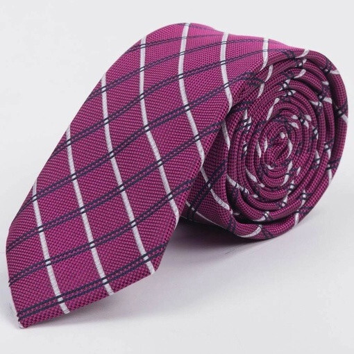 Кликните для увеличения изображения Арендовать галстук розового цвета в крупную черно-белую клетку для мужского костюма