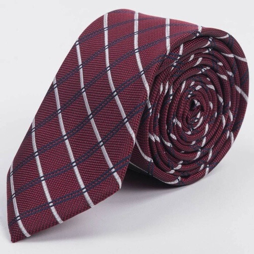Кликните для увеличения изображения Арендовать бордовый галстук в крупную черно-белую клетку для мужских костюмов