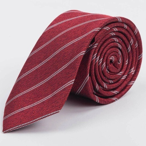 Кликните для увеличения изображения Арендовать бордовый галстук в белую двойную полоску для мужских костюмов