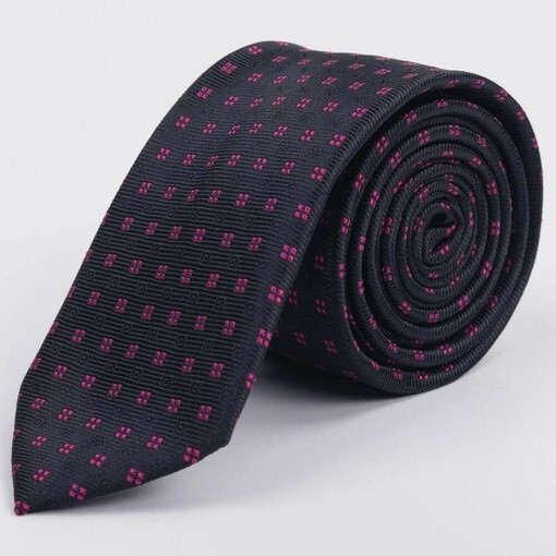 Кликните для увеличения изображения Арендовать галстук черного цвета с розовым узором для мужских костюмов