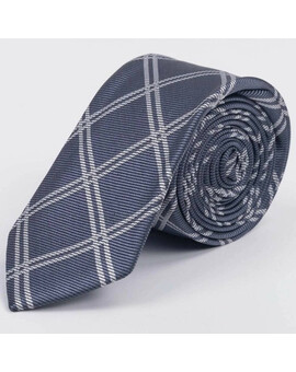 Арендовать галстук серого цвета в крупную белую клетку для мужского костюма, изображение 1