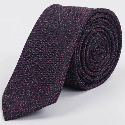 Кликните для увеличения изображения Арендовать галстук фиолетового цвета с черным точечным узором для мужского костюма