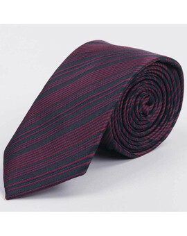 Арендовать галстук бордового цвета в черную мульти полосу для мужского костюма, изображение 1