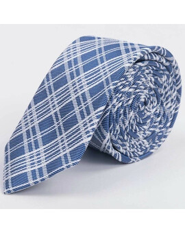 Арендовать галстук голубого цвета в крупную белую клетку для мужского костюма, изображение 1