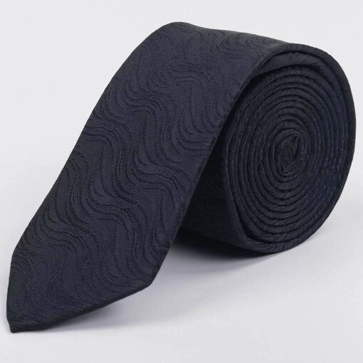 Кликните для увеличения изображения Аренда черного галстука с волнообразным узором для мужского костюма