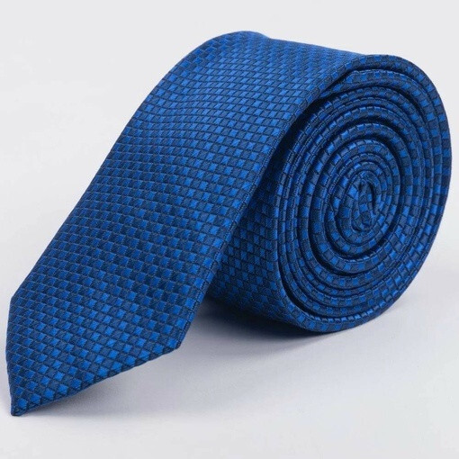 Кликните для увеличения изображения Аренда синего галстука с мелким шахматным узором для мужского костюма