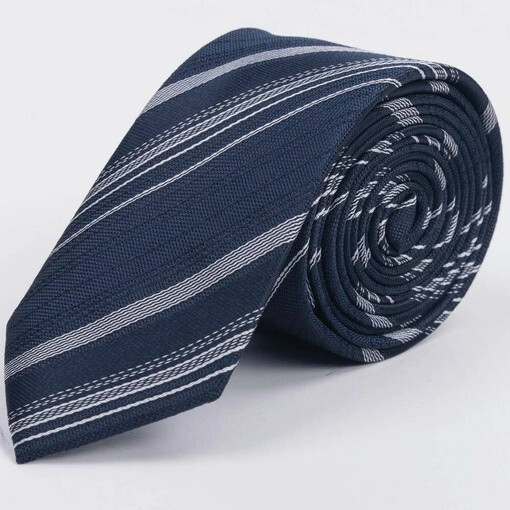 Кликните для увеличения изображения Аренда синего галстука в белую мульти полосу для мужских костюмов