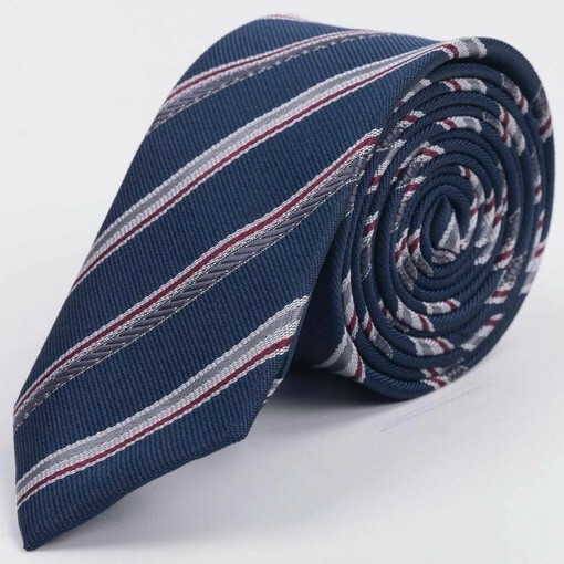 Кликните для увеличения изображения Аренда синего галстука в разноцветную полосу для мужских костюмов