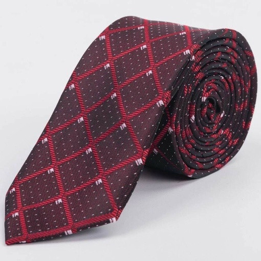 Кликните для увеличения изображения Аренда бордового галстука в крупную клетку с белым узором мульти для мужских костюмов