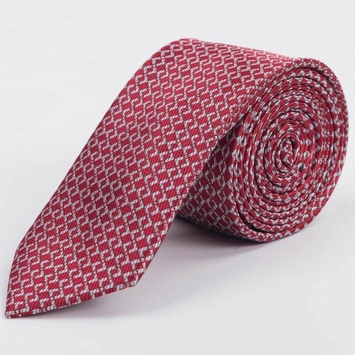 Кликните для увеличения изображения Прокат красного галстука с белым узором для мужского костюма