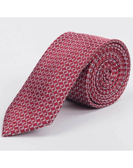 Прокат красного галстука с белым узором для мужского костюма, изображение 1