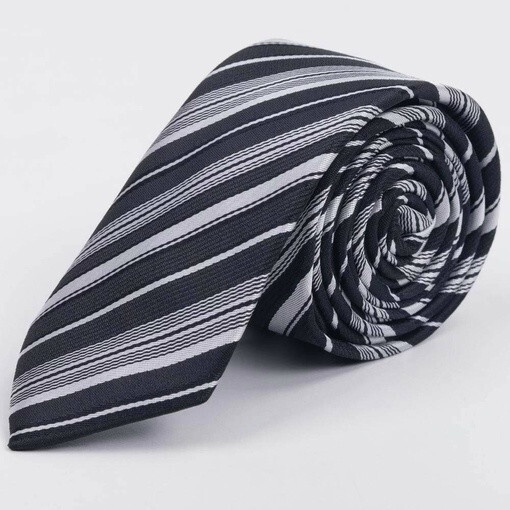 Кликните для увеличения изображения Прокат серого галстука в полоску мульти для мужского костюма