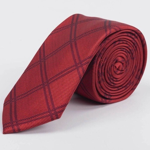 Кликните для увеличения изображения Прокат красного галстука в крупную клетку для мужского костюма