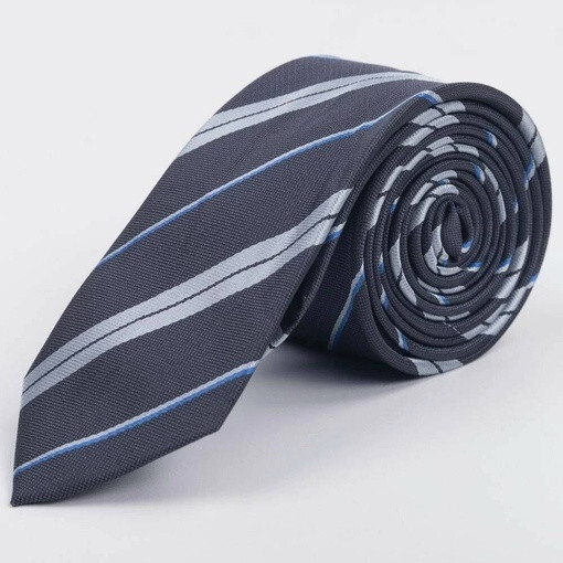 Кликните для увеличения изображения Прокат серого галстука в разноцветную полосу мульти для мужского костюма