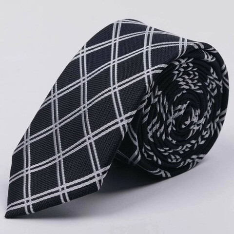 Аренда черного галстука в крупную белую клетку для мужских костюмов