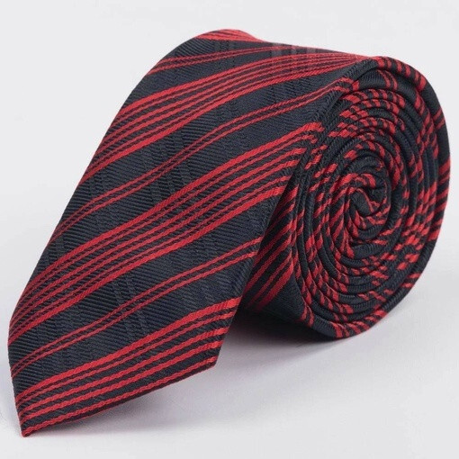 Кликните для увеличения изображения Прокат красного галстука в черную полоску мульти для мужских костюмов